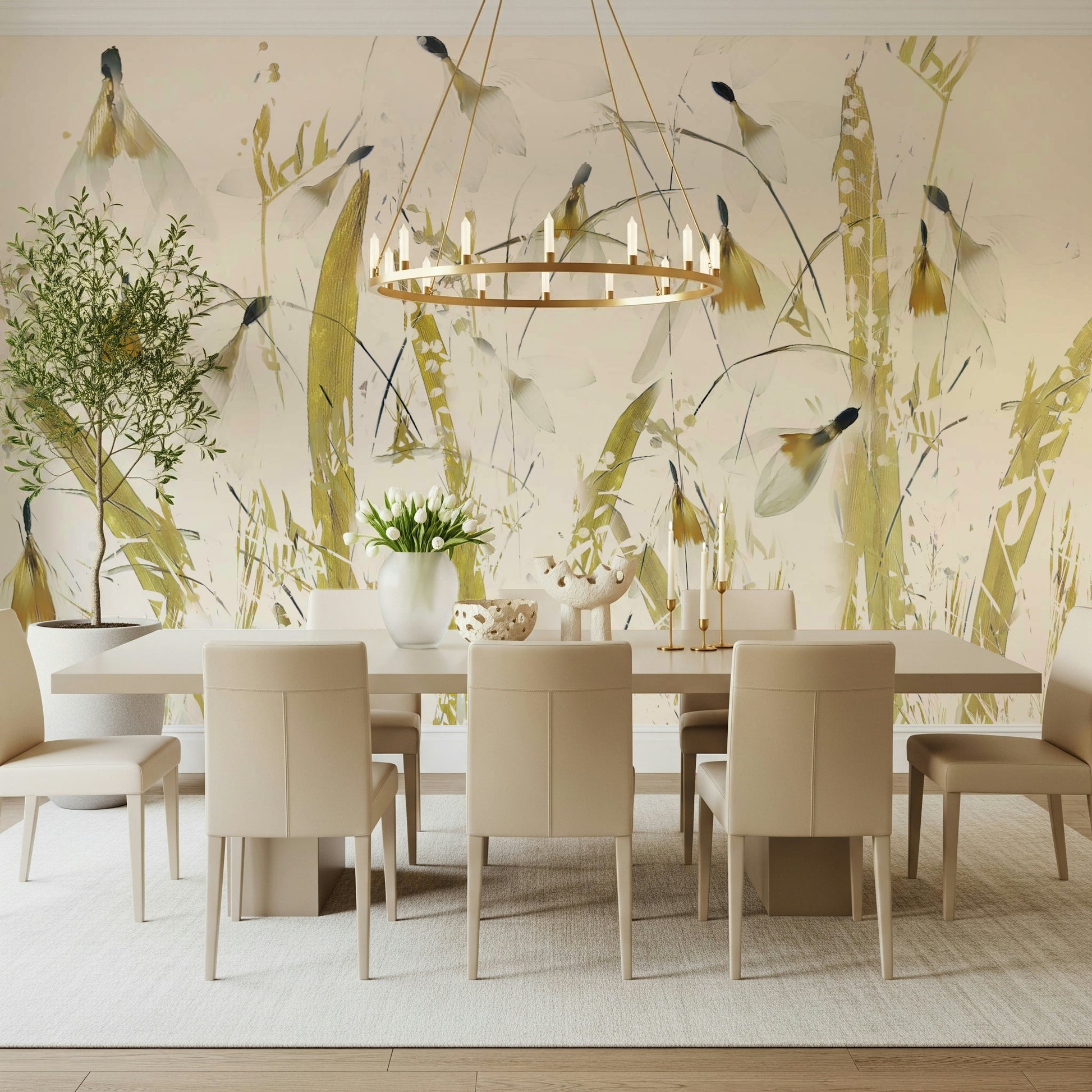 A classic abstract gold wallpaper for walls.

