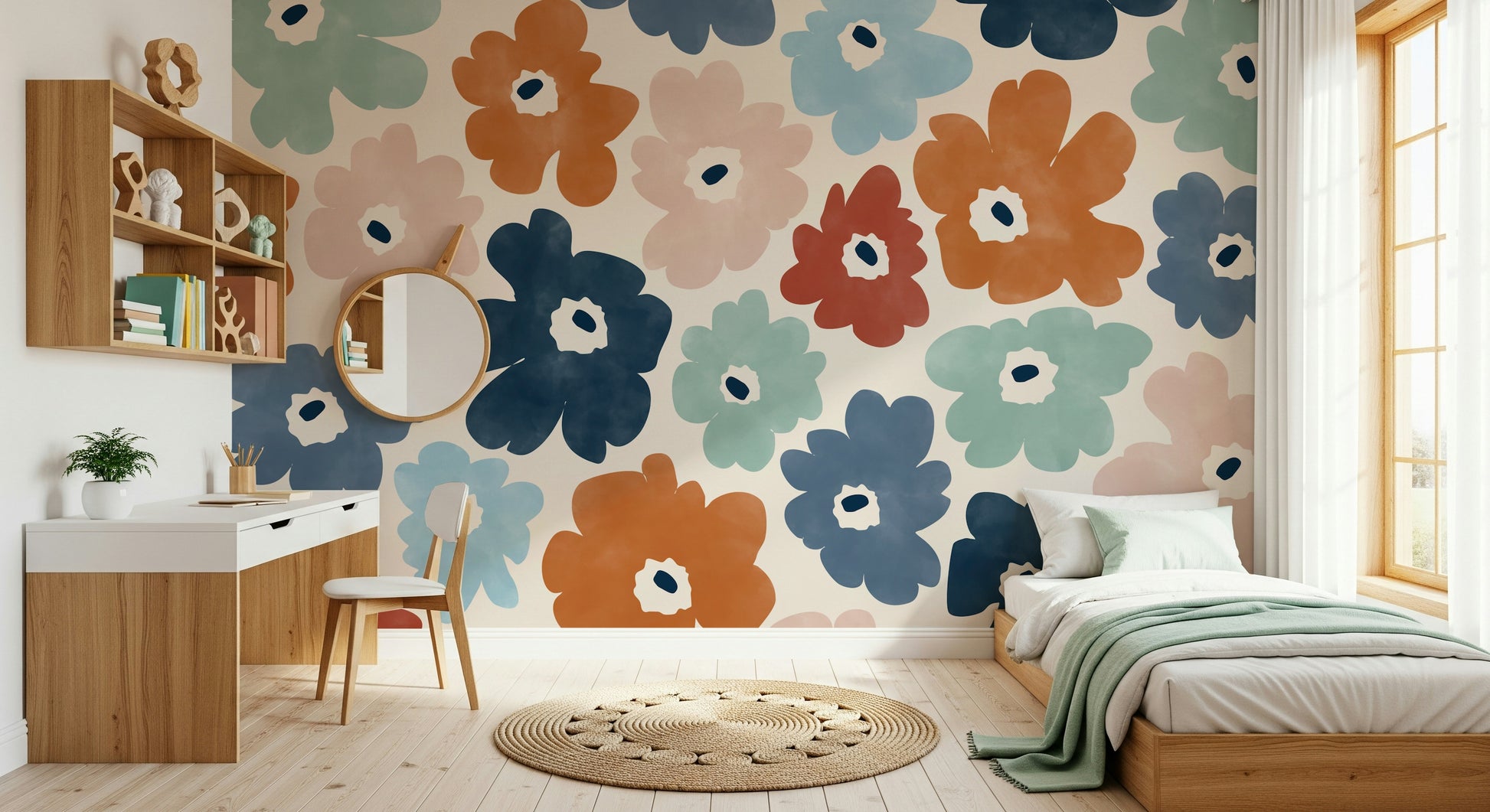 An artistic nature inspired mural for home decor.

