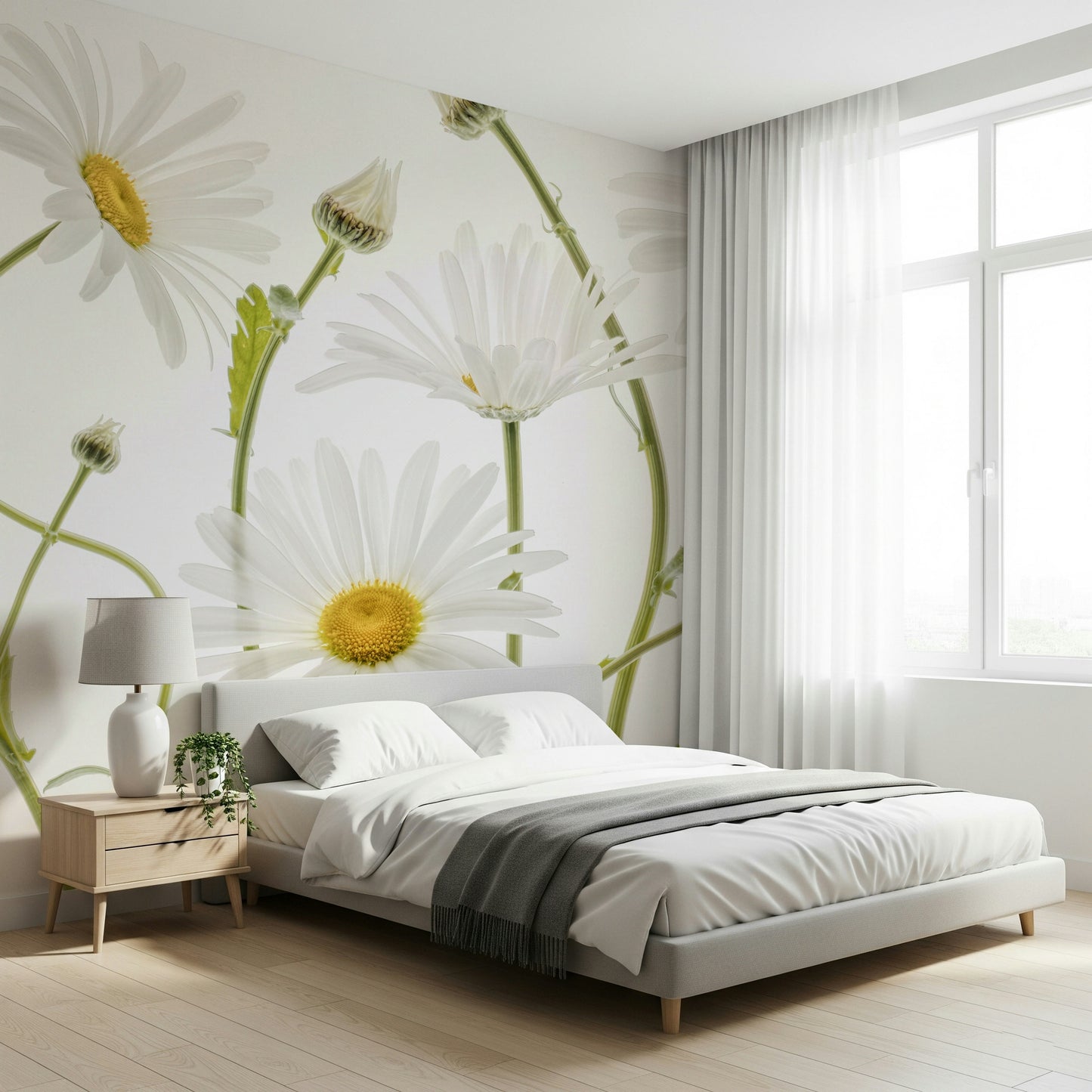 A classic daisy field wallpaper for walls.

