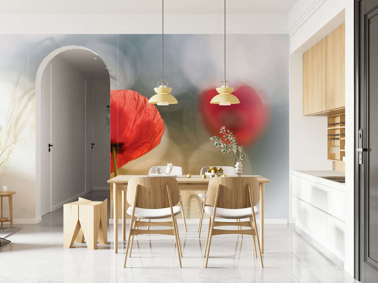 A classic poppy field wallpaper for walls.

