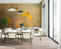 A graceful subtle bloom wall mural in soft, elegant tones.

