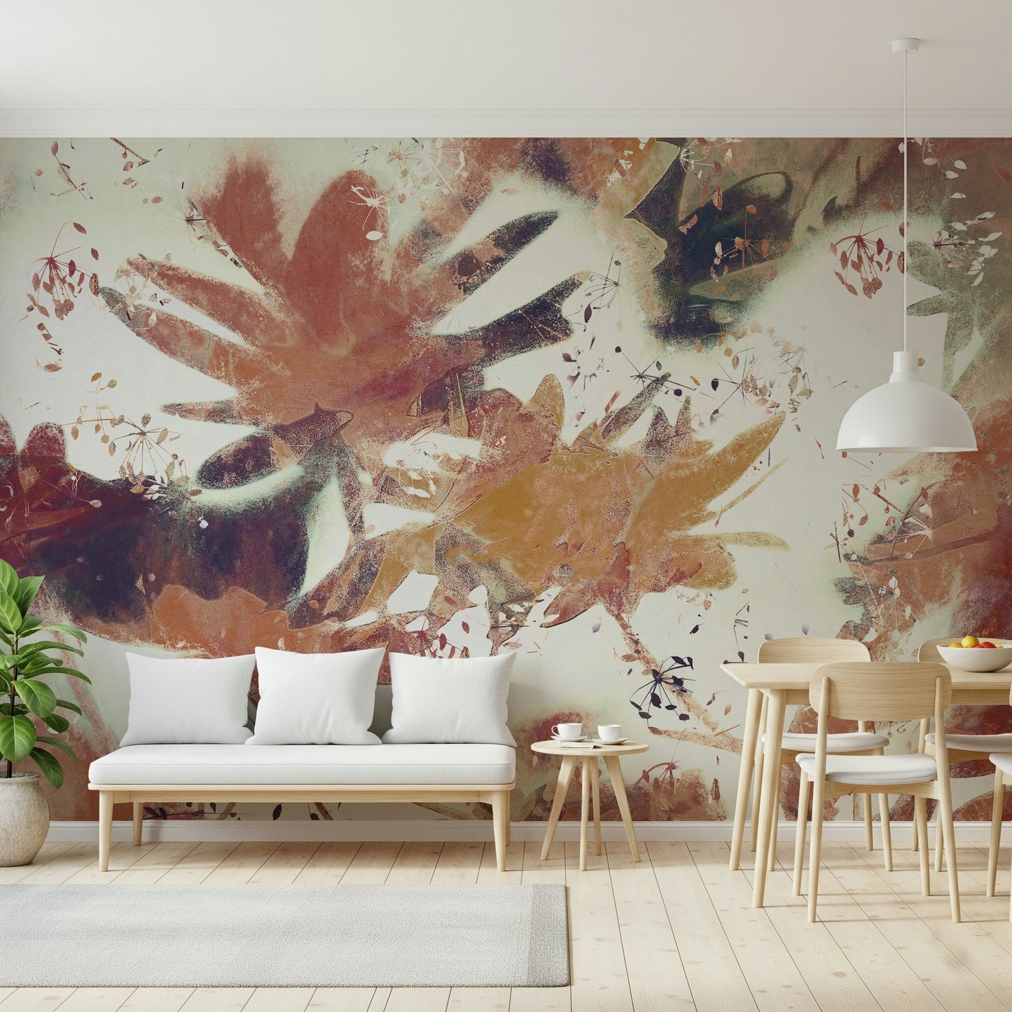 An artistic nature inspired mural for home decor.

