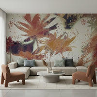 A calming foliage design wallpaper mural that defines a space.

