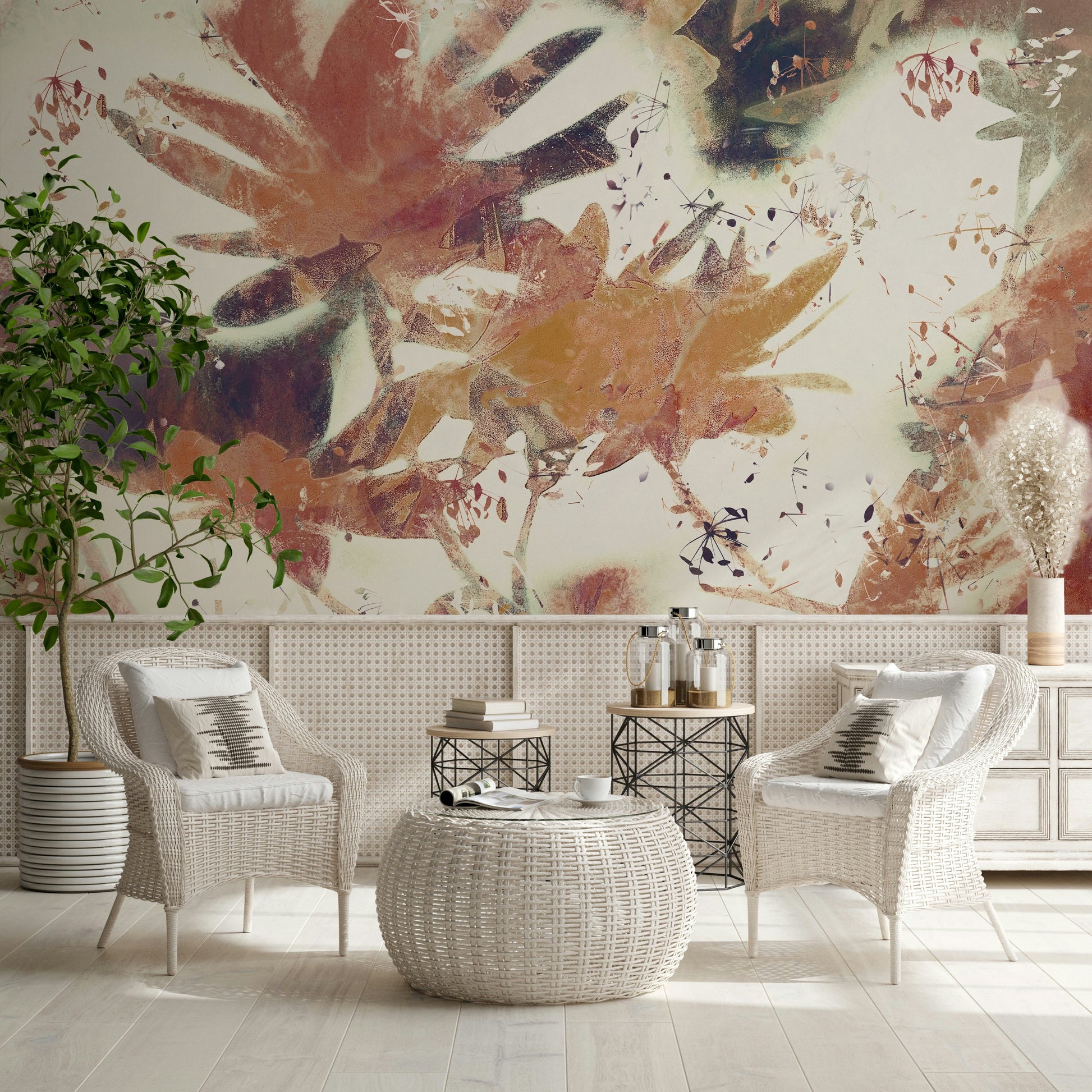 A contemplative autumn scene wallpaper mural for a feature wall.

