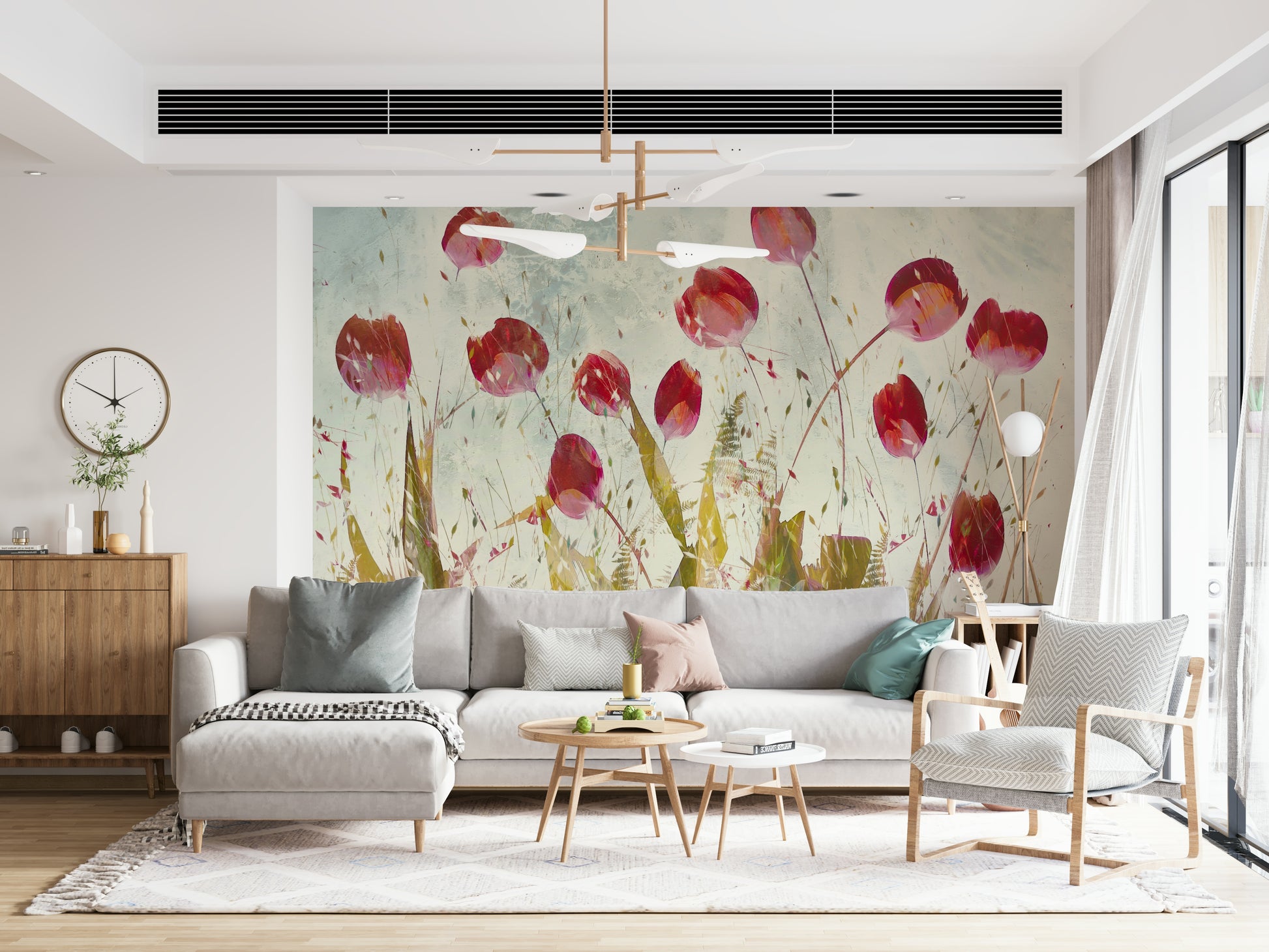 A classic floral wallpaper for walls with a calming theme.

