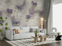 A contemplative floral pattern wallpaper mural for a feature wall.

