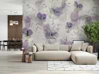 A beautiful modern art wall mural of delicate flowers.

