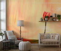 A beautiful modern art wall mural of delicate flowers.

