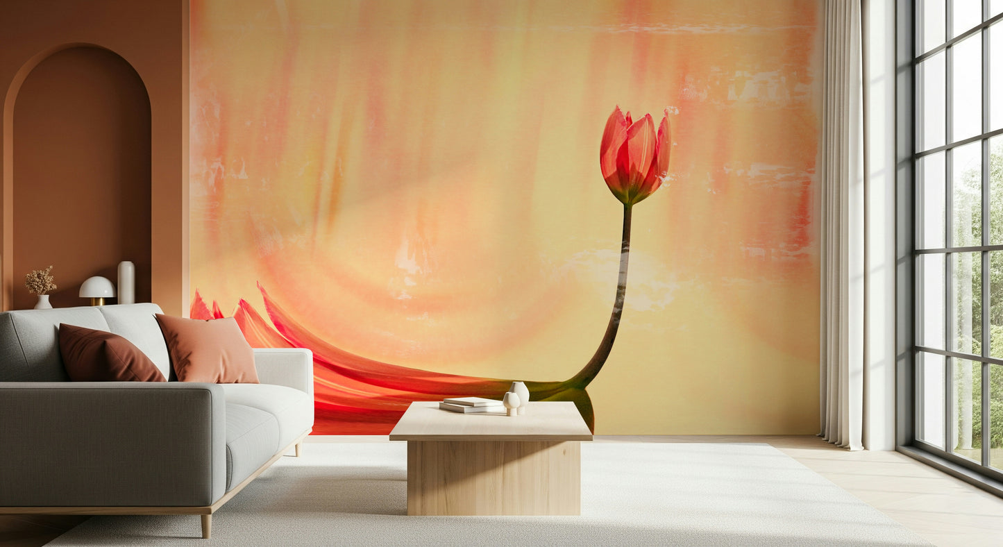 A contemplative floral pattern wallpaper mural for a feature wall.

