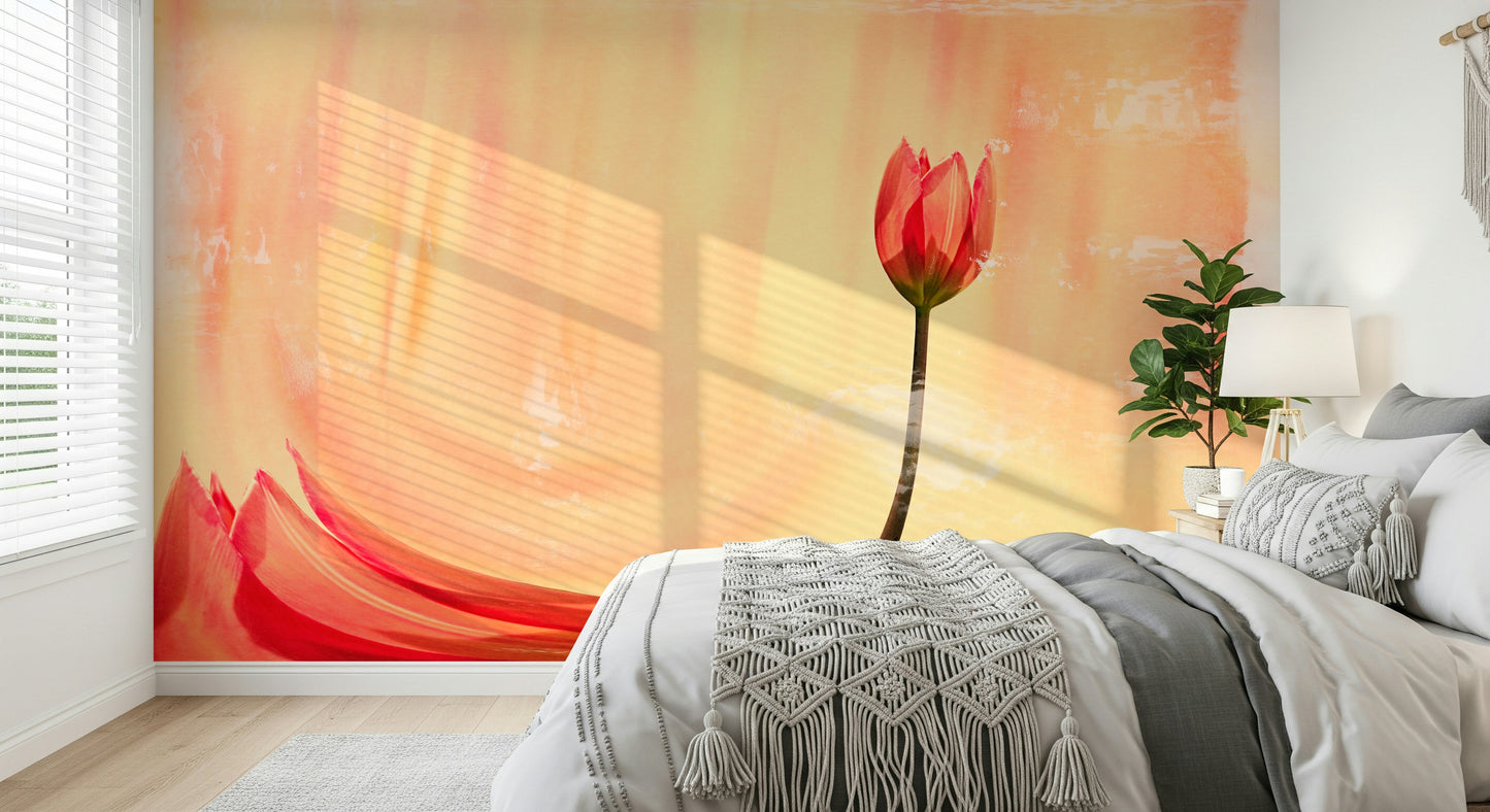 A calming floral design wallpaper mural that defines a space.

