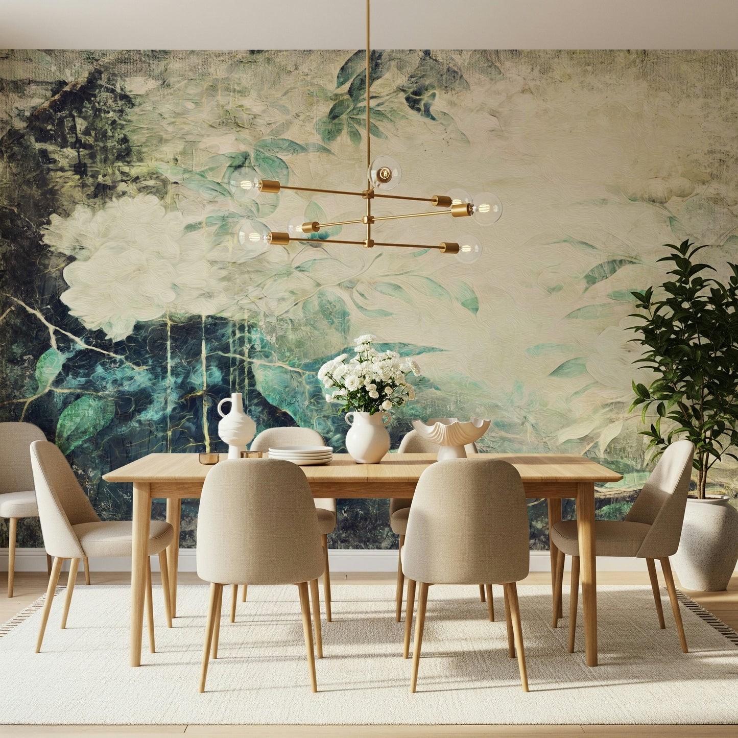 A classic soft floral wallpaper for walls.

