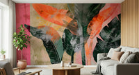 A beautiful tropical foliage wall mural for a living room.

