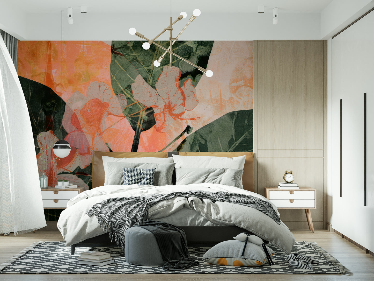 An artistic nature inspired mural for home decor.


