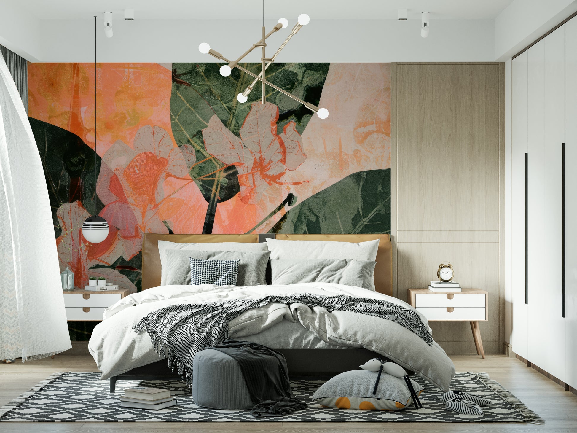 An artistic nature inspired mural for home decor.

