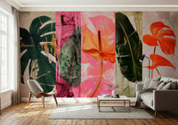 A beautiful modern art wall mural of delicate flowers.

