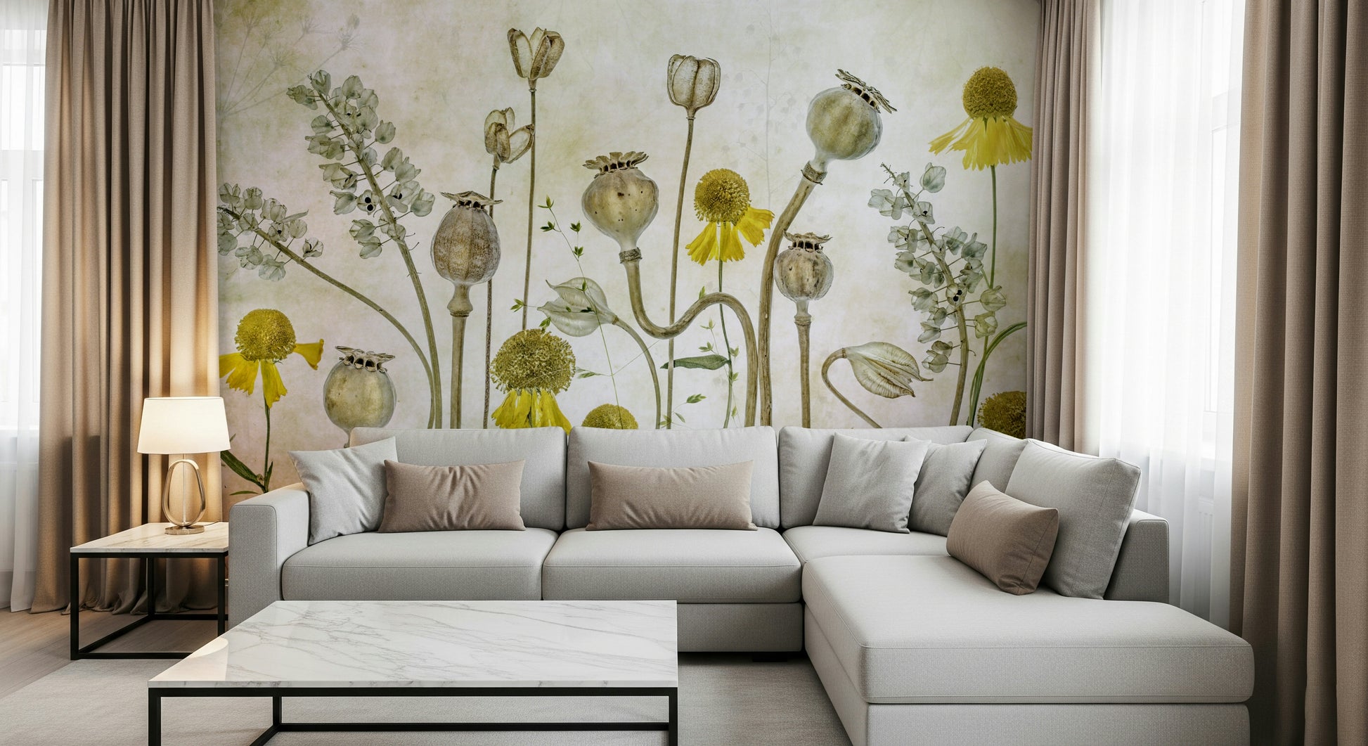 An artistic nature inspired mural for home decor.

