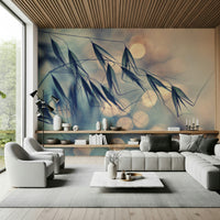 An artistic soft focus flower mural on minimalist wallpaper.

