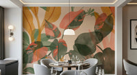 A peaceful organic pattern mural on decorative wallpaper.

