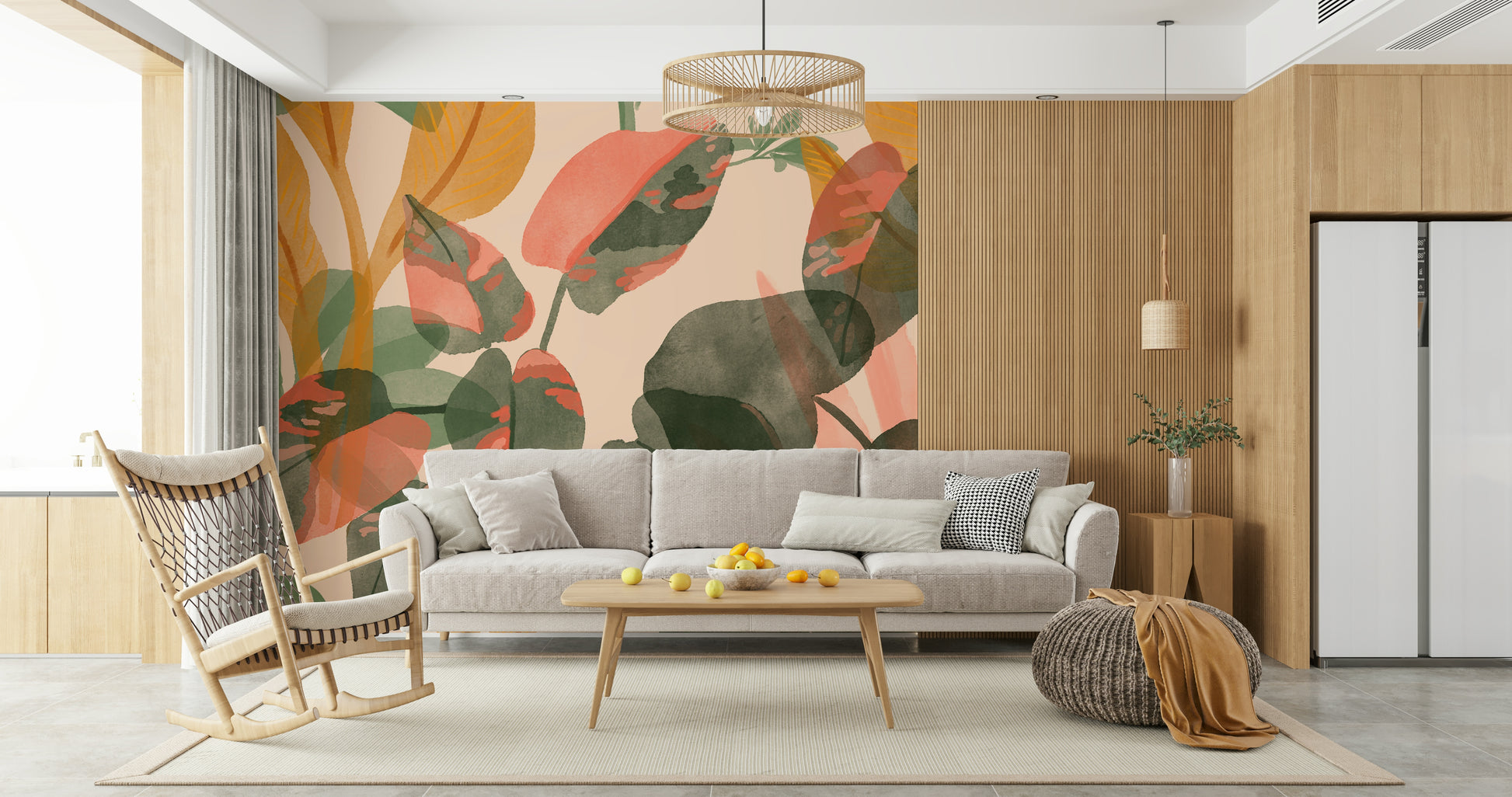 An artistic nature inspired mural for home decor.

