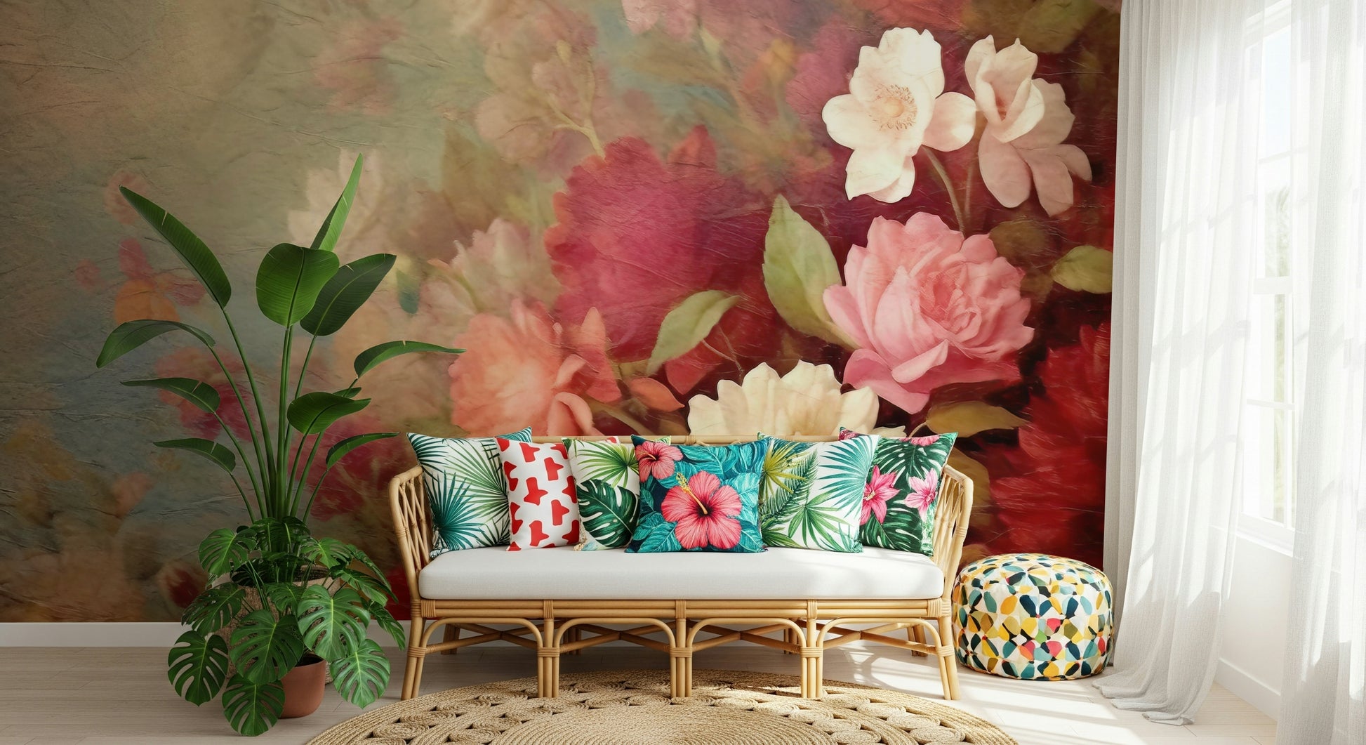 A serene subtle flower wall mural for your decor.

