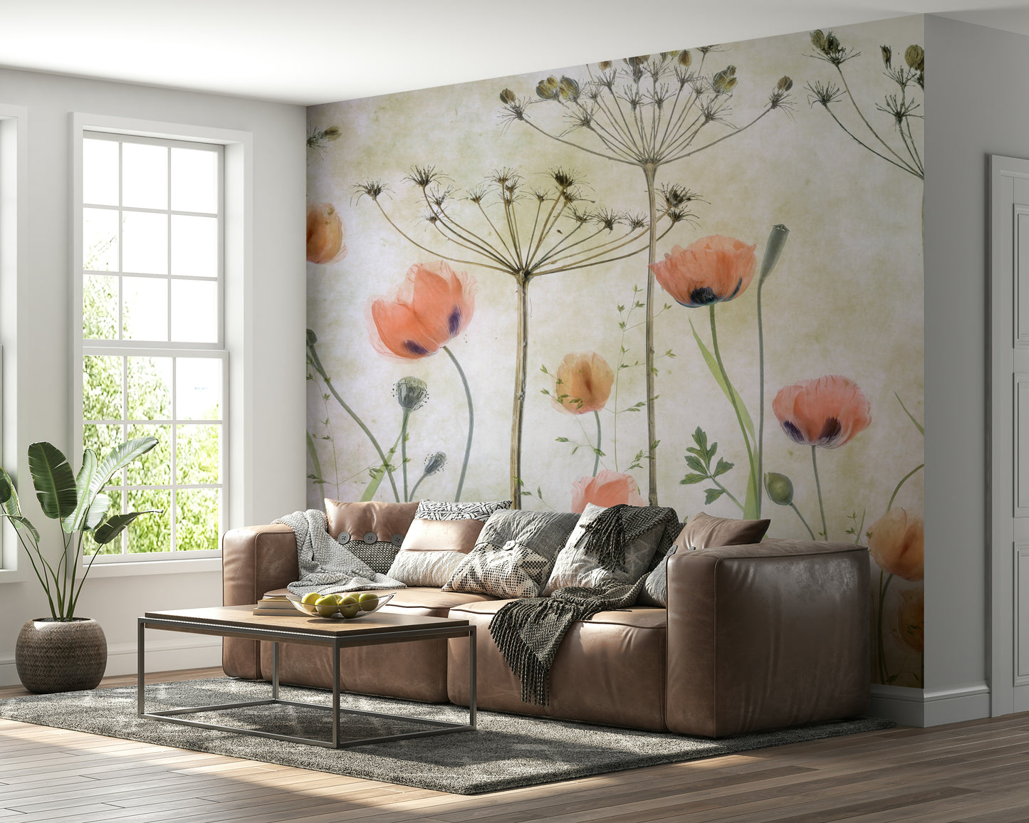 An artistic nature inspired mural for home decor.

