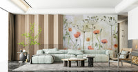 A beautiful painted floral wallpaper mural for a modern home.

