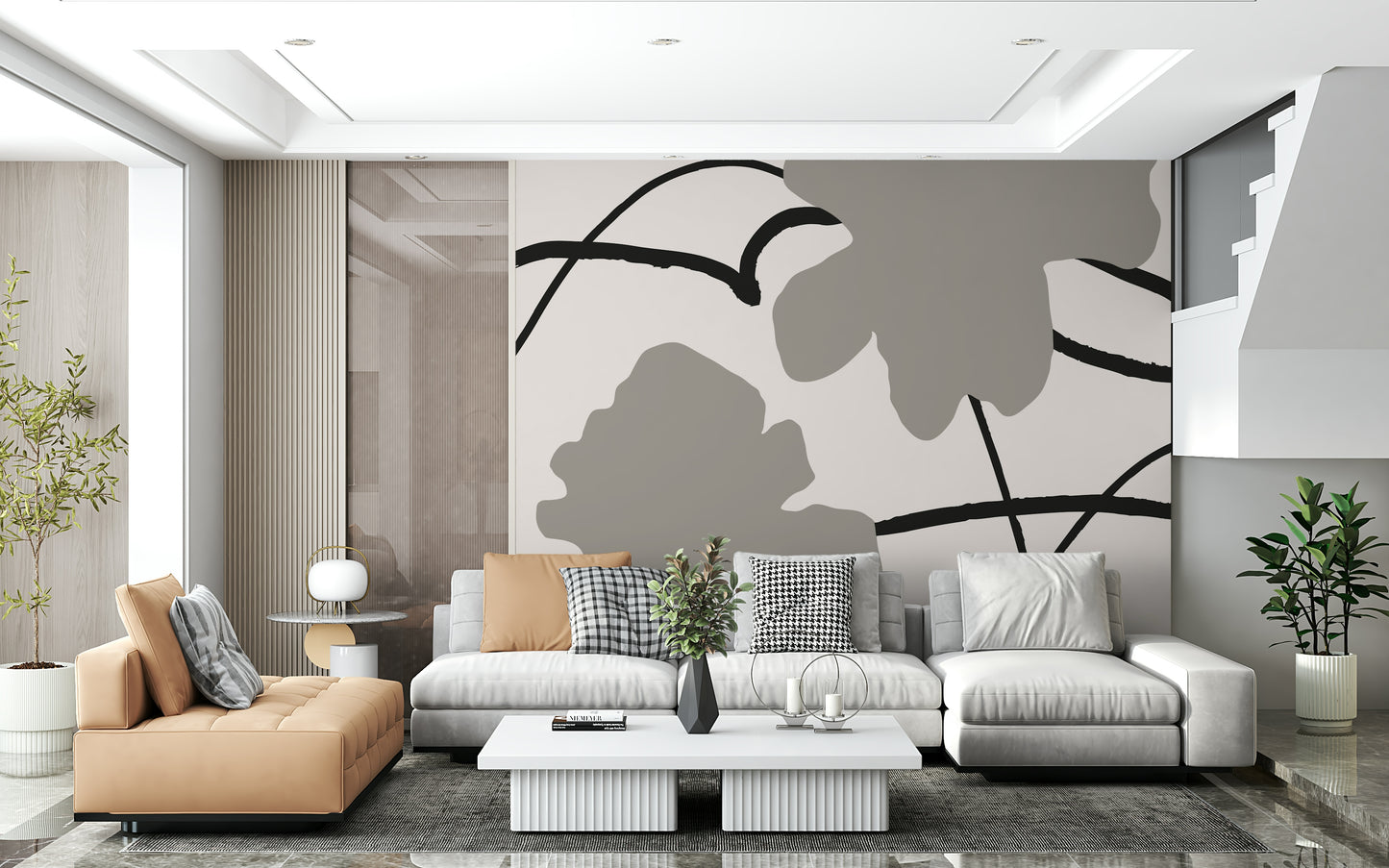 A serene flowing design wall mural for your decor.

