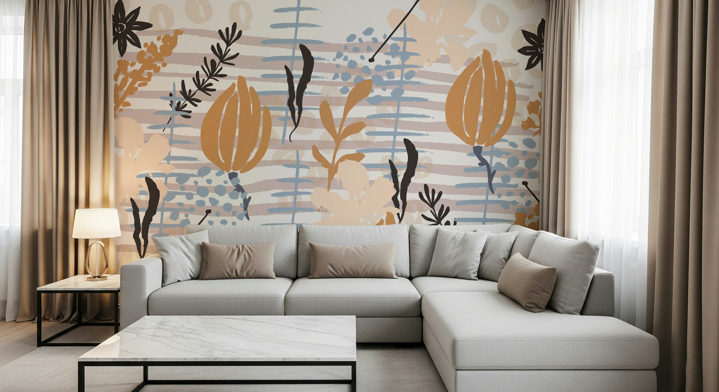 A serene watercolor flower wall mural for your decor.

