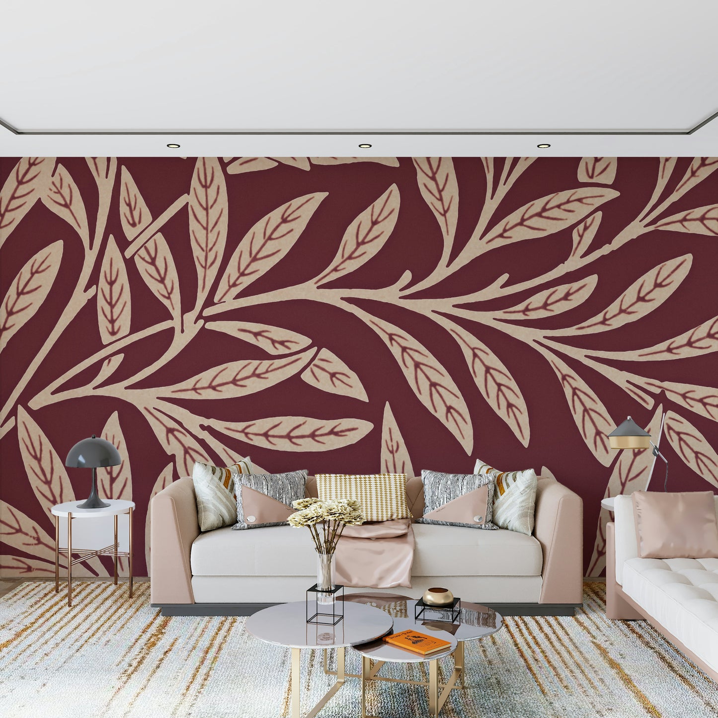 A serene subtle foliage wall mural for your decor.

