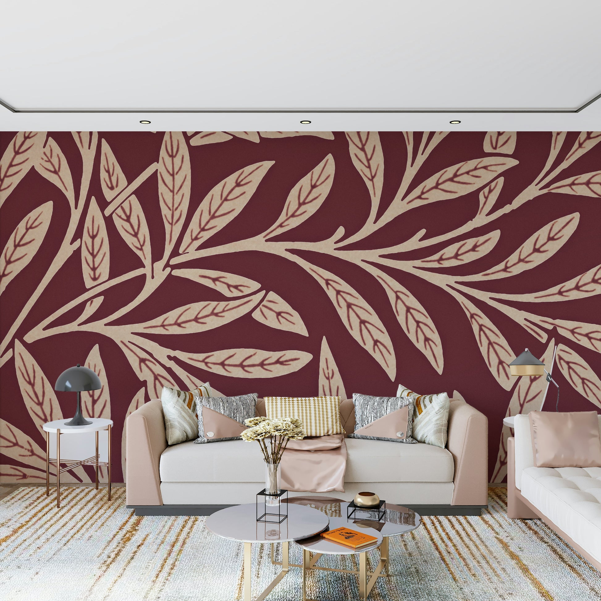 A serene subtle foliage wall mural for your decor.

