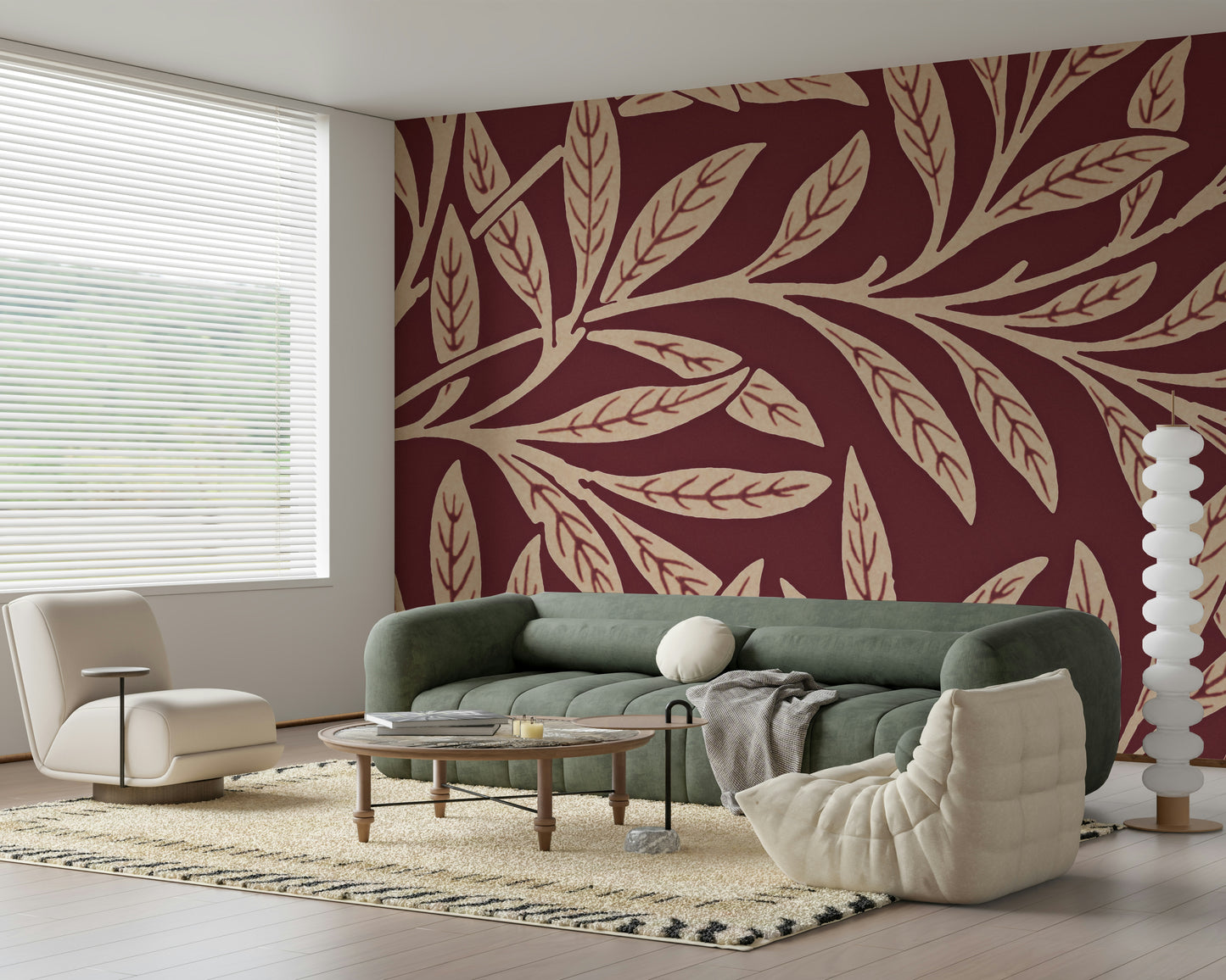 An artistic nature inspired mural for home decor.


