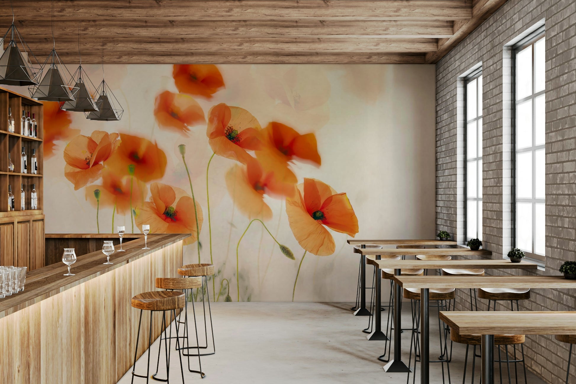 A tranquil subtle flower wall mural for your decor.

