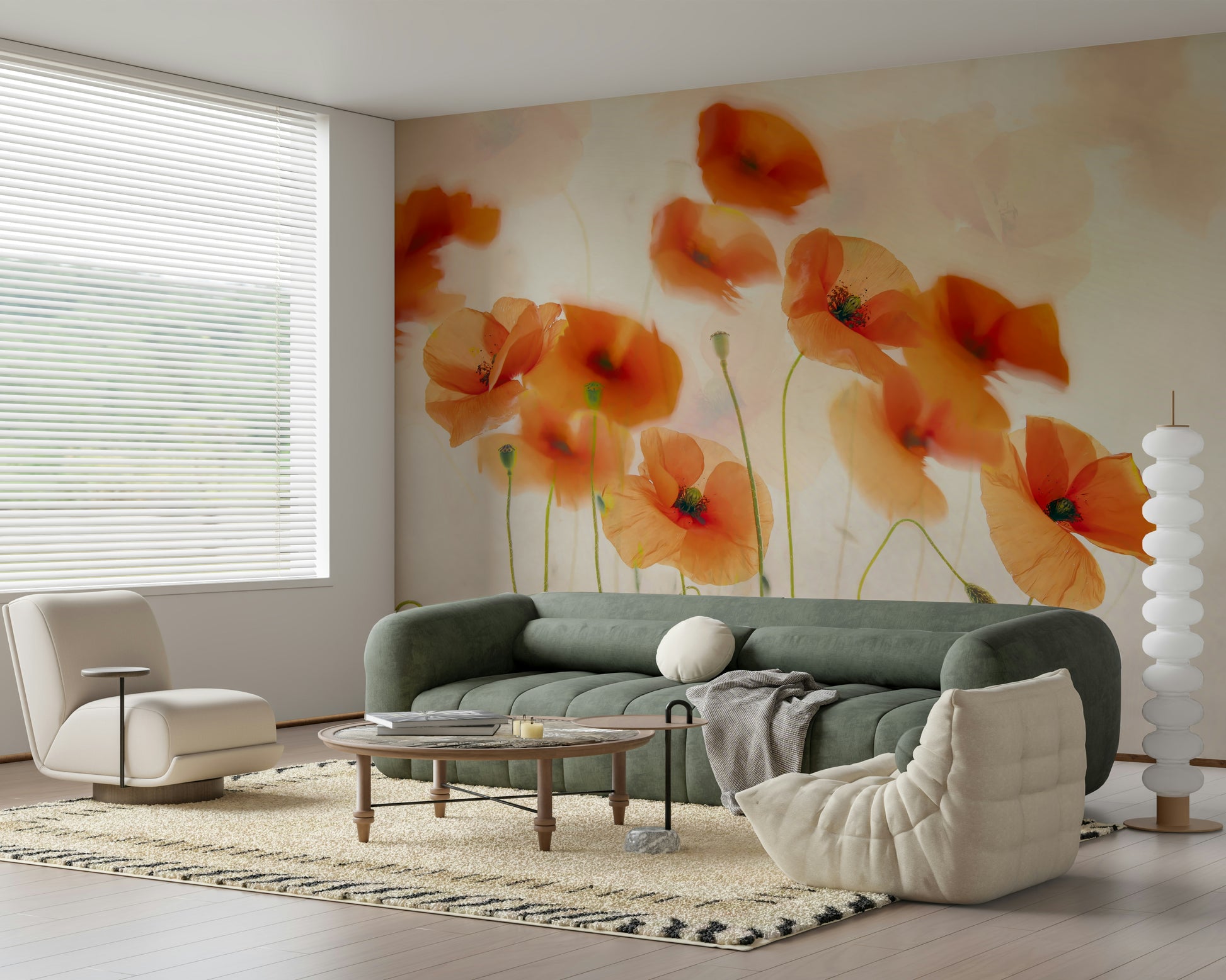 A classic floral wallpaper for walls with a field theme.

