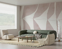 A peaceful flower design mural on decorative wallpaper.

