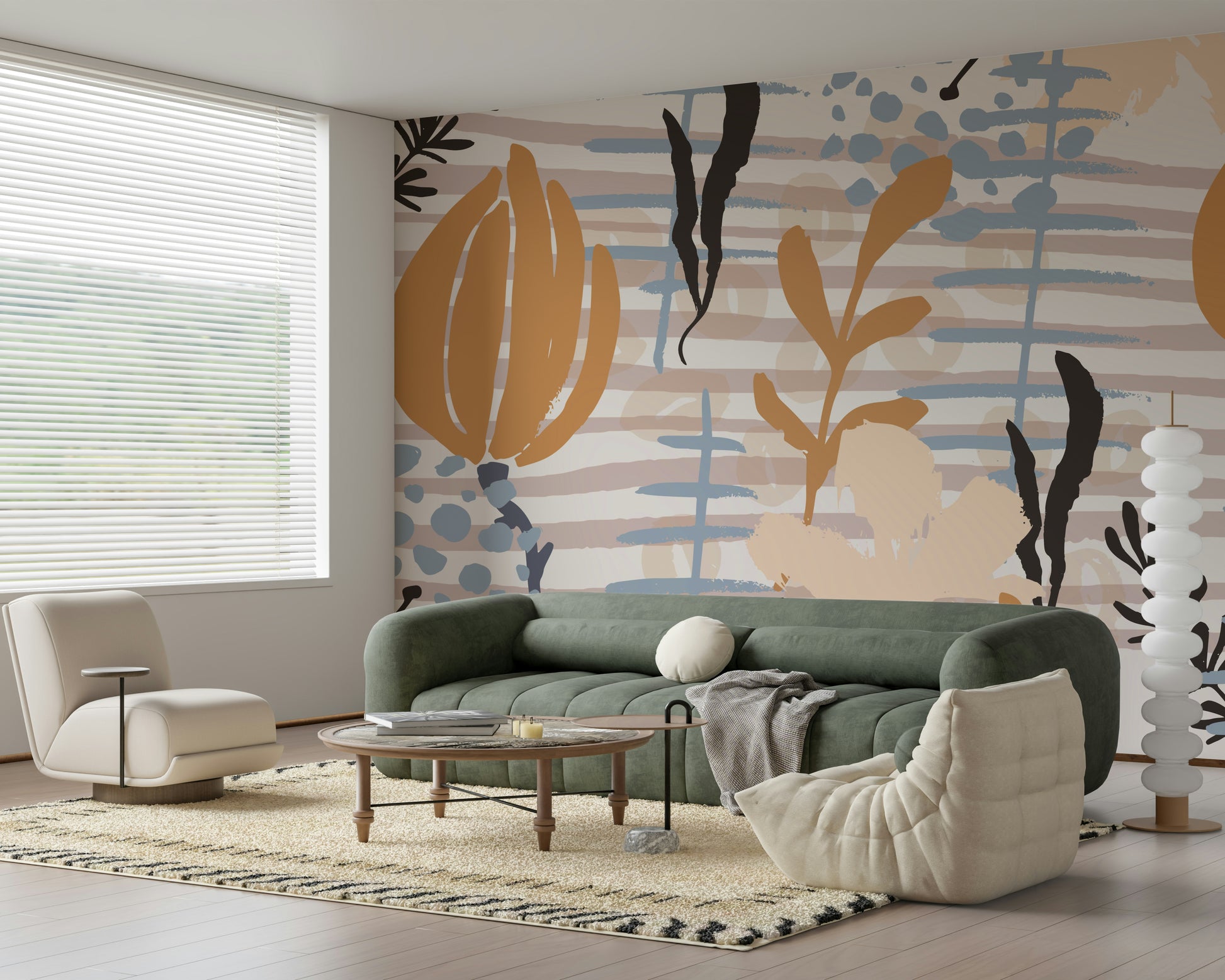 An artistic nature inspired mural for home decor.

