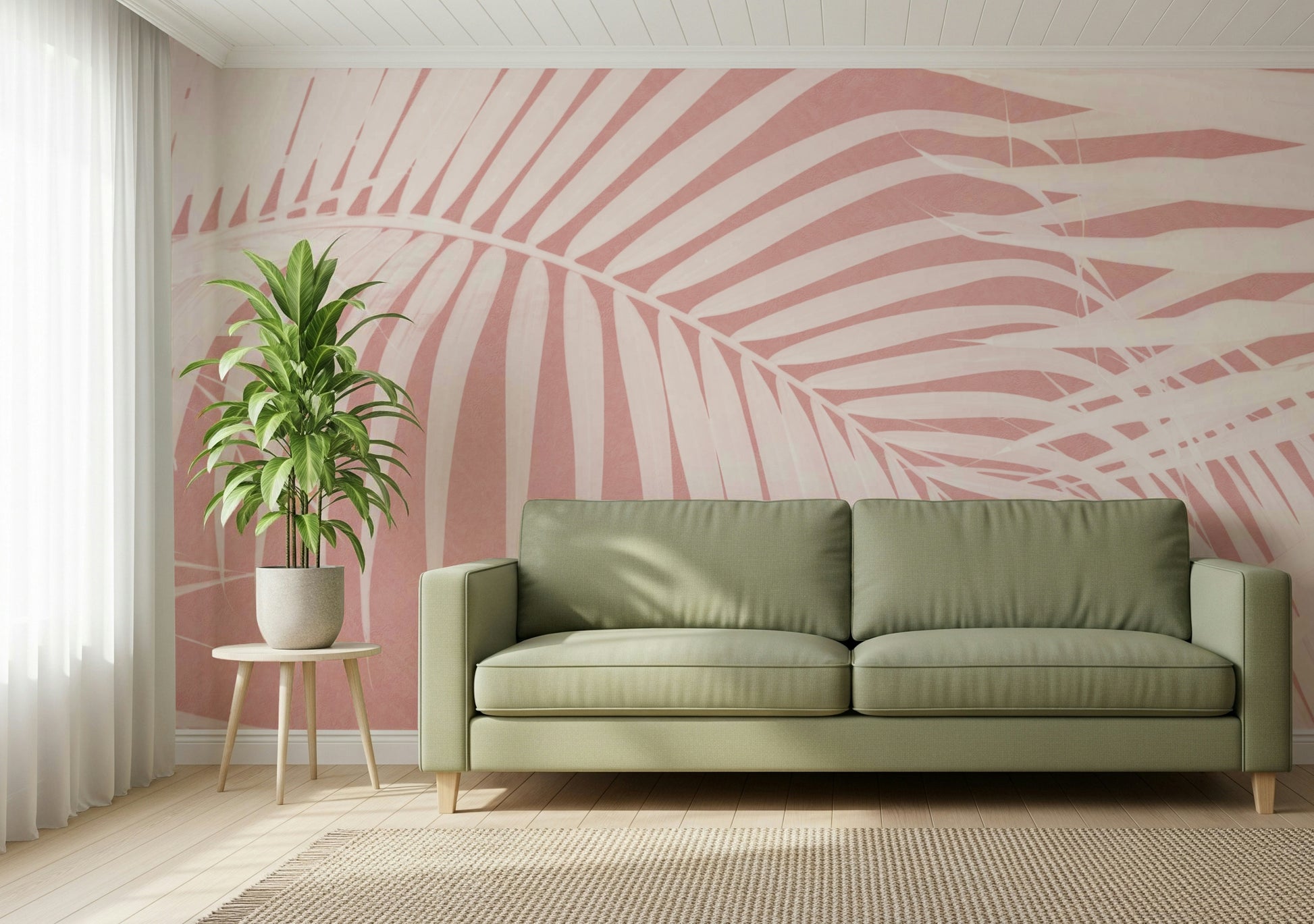 A contemplative exotic leaf wallpaper mural for a feature wall.

