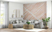 A beautiful terracotta stripe wallpaper mural for a modern home.