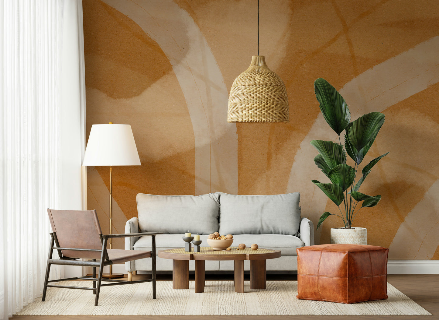 A beautiful modern art wall mural for a living room.

