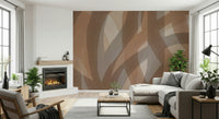An artistic abstract pattern mural on minimalist wallpaper.

