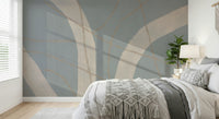 A graceful subtle curve wall mural in cool, tranquil tones.