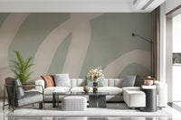 An artistic minimalist form mural for home decor.