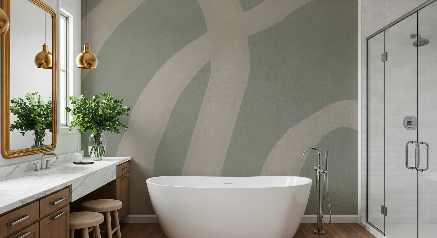 A beautiful modern art wall mural for a living room.