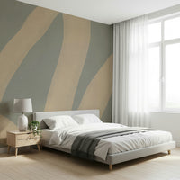 A contemplative fluid design wallpaper mural for a feature wall.