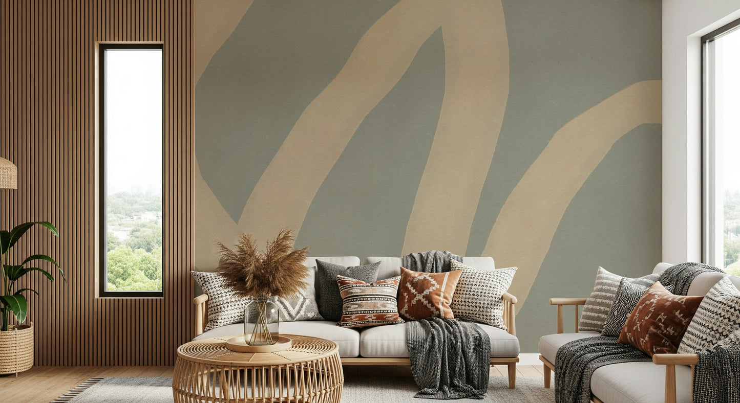 A beautiful modern art wall mural for a living room.