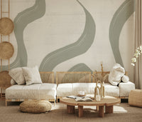 An artistic minimalist form mural for home decor.