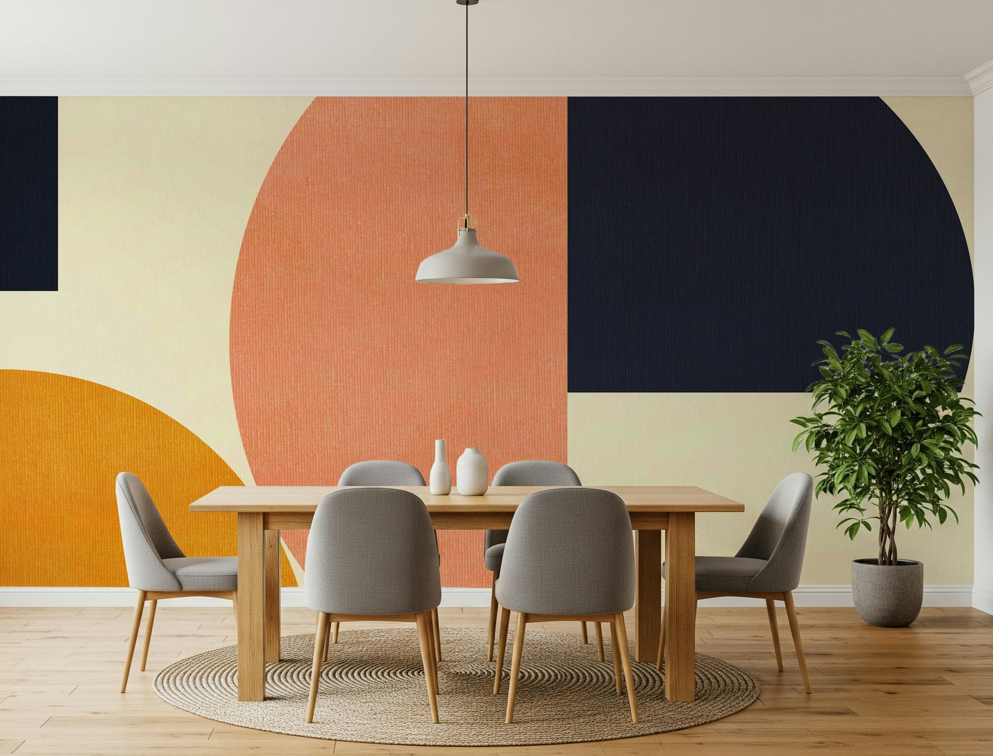 A beautiful retro geometric wallpaper mural with subtle pattern.