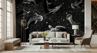 A beautiful modern art wall mural of the cosmos.