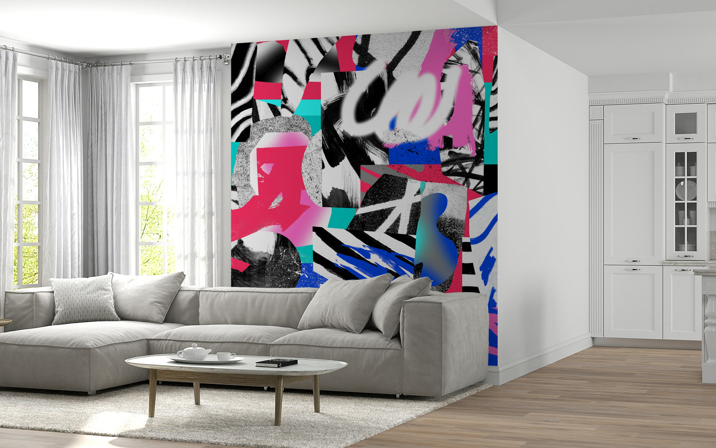 A serene modern pattern wall mural for your decor.