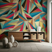 A calming abstract design wallpaper mural that defines a space.
