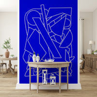 A beautiful subtle blue wallpaper mural with a watercolor texture.